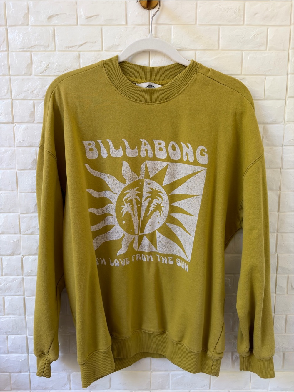 Billabong Olive Green Graphic Crewneck Sweatshirt